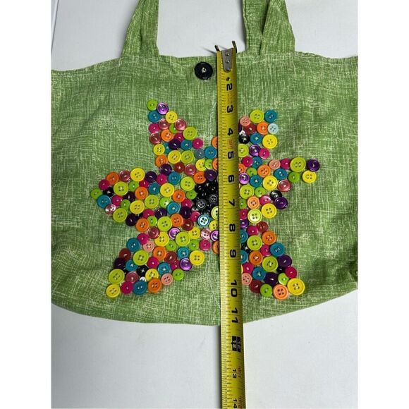 Rare Vintage Handmade Tote Bag Buttons Embroidered Trim Cotton Blend - Picture 5 of 11
